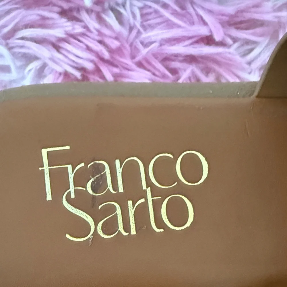 Franco Sarto Tan Platform Sandals with Gold Accents